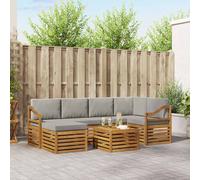 vidaXL Conjunto de Sofá Seccional con cojín 7 pcs Gris Natural y Claro