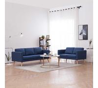 vidaXL Conjunto de sofás 2 piezas tela azul
