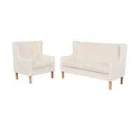vidaXL Conjunto de sofás 2 piezas tela blanco crema