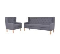 vidaXL Conjunto de sofás 2 piezas tela gris