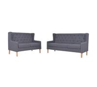 vidaXL Conjunto de sofás 2 piezas – tela gris