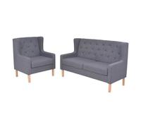 vidaXL Conjunto de sofás 2 piezas, tela gris