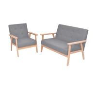 vidaXL Conjunto de sofás 2 piezas tela gris claro
