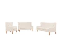 vidaXL Conjunto de sofás 3 piezas de tela blanco crema