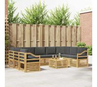 vidaXL Conjunto de sofás de exterior 10 uds. Blanco y Antracita