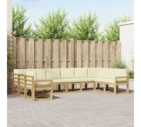 vidaXL Conjunto de sofás de exterior 10 uds. Blanco y Crema