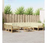 vidaXL Conjunto de sofás de exterior 10 uds. Blanco y Crema