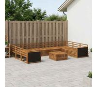 vidaXL Juego de sofás de exterior, 10 piezas, madera maciza de acacia natural