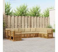 vidaXL Juego de sofás de exterior, 10 piezas, color natural y beige