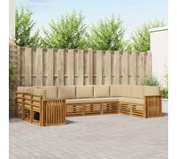 vidaXL Juego de sofás de exterior, 10 piezas, color natural y beige