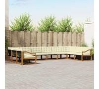 vidaXL Conjunto de sofás de exterior 10 uds. Natural y Crema