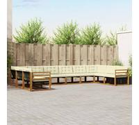 vidaXL Conjunto de sofás de exterior 10 uds. Natural y Crema