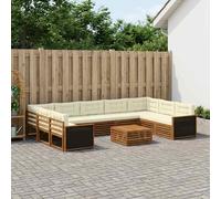 vidaXL Conjunto de sofás de exterior 10 uds. Natural y Crema