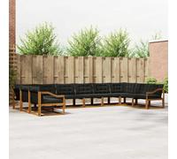 vidaXL Conjunto de sofás de exterior 10 uds. Natural y negro