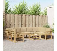 vidaXL Conjunto de sofás de exterior 10 uds. y Beige Poliéster