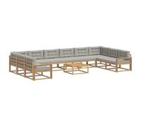 vidaXL Conjunto de sofás de exterior 11 uds. Blanco y Gris Claro