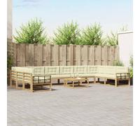 vidaXL Conjunto de sofás de exterior 11 uds. Blanco y Crema