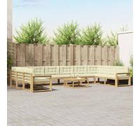 vidaXL Conjunto de sofás de exterior 11 uds. Blanco y Crema