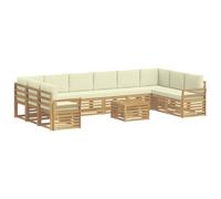 vidaXL Conjunto de sofás de exterior 11 uds. Blanco y Crema Poliéster