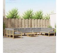 vidaXL Conjunto de sofás de exterior 11 uds. Blanco y Gris Claro