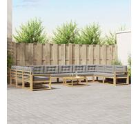 vidaXL Conjunto de sofás de exterior 11 uds. Blanco y Gris Claro