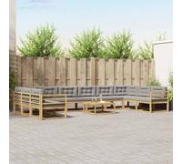 vidaXL Conjunto de sofás de exterior 11 uds. Blanco y Gris Claro
