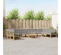 vidaXL Conjunto de sofás de exterior 11 uds. Blanco y Gris Claro