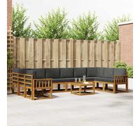 vidaXL Conjunto de sofás de exterior 11 uds. Natural y Antracita