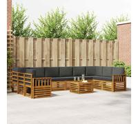 vidaXL Conjunto de sofás de exterior 11 uds. Natural y Antracita