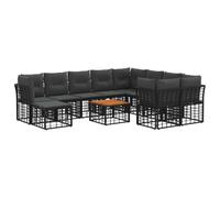 vidaXL Conjunto de sofás de Exterior 11 uds. Negro y Gris Oscuro