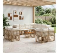 vidaXL Conjunto de sofás de exterior 12 uds. 11 plaza Natural y Crema
