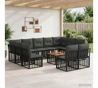 vidaXL Conjunto de sofás de exterior 12 uds. Negro y Gris oscuro