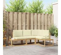 vidaXL Conjunto de sofás de exterior 3 Pieza Blanco y Crema Poliéster