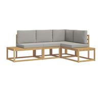vidaXL Conjunto de sofás de Exterior 3 Pieza Blanco y Gris Claro, Sofá de Madera de Acacia, Juego Moderno para Exterior, cómodo y Duradero, Ideal para Relajarse al Aire Libre