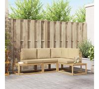 vidaXL Conjunto de sofás de exterior 3 Pieza y Beige Poliéster
