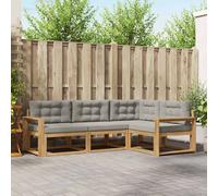 vidaXL Conjunto de sofás de exterior 3 uds. Blanco y Gris Claro