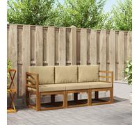 Conjunto de sofás de exterior con cojín 3 pcs Natural y Beige