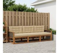 vidaXL Conjunto de sofás de exterior 3 uds. Natural y Beige