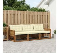 vidaXL Conjunto de sofás de exterior 3 uds. Natural y Crema