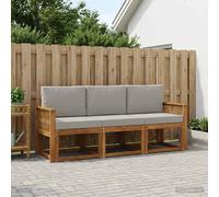 vidaXL Conjunto de sofás de exterior 3 uds. Natural y Gris Claro