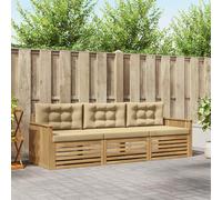 vidaXL Juego de 3 sofás de exterior, color blanco y beige, fabricados en madera de acacia maciza