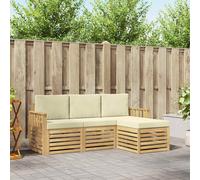 vidaXL Conjunto de sofás de exterior 4 pcs Blanco y Crema
