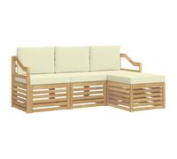 vidaXL Conjunto de sofás de Exterior 4 pcs Blanco y Crema, Sofá Seccional de Jardín, Lounge Moderno, Muebles para Terraza, Comodidad al Aire Libre