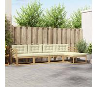 vidaXL Conjunto de sofás de exterior 4 uds. Blanco y Crema Poliéster