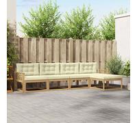 vidaXL Conjunto de sofás de exterior 4 uds. Blanco y Crema Poliéster