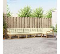 vidaXL Conjunto de sofás de exterior 4 uds. Blanco y Crema Poliéster
