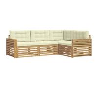 vidaXL Conjunto de sofás de exterior 4 uds. Blanco y Crema Poliéster