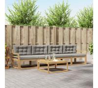 vidaXL Conjunto de sofás de exterior 4 uds. Blanco y Gris Claro