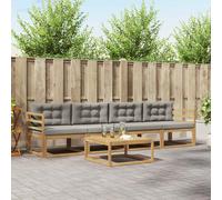 vidaXL Conjunto de sofás de exterior 4 uds. Blanco y Gris Claro