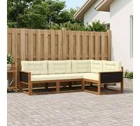 vidaXL Conjunto de sofás de exterior 4 uds. Natural y Crema